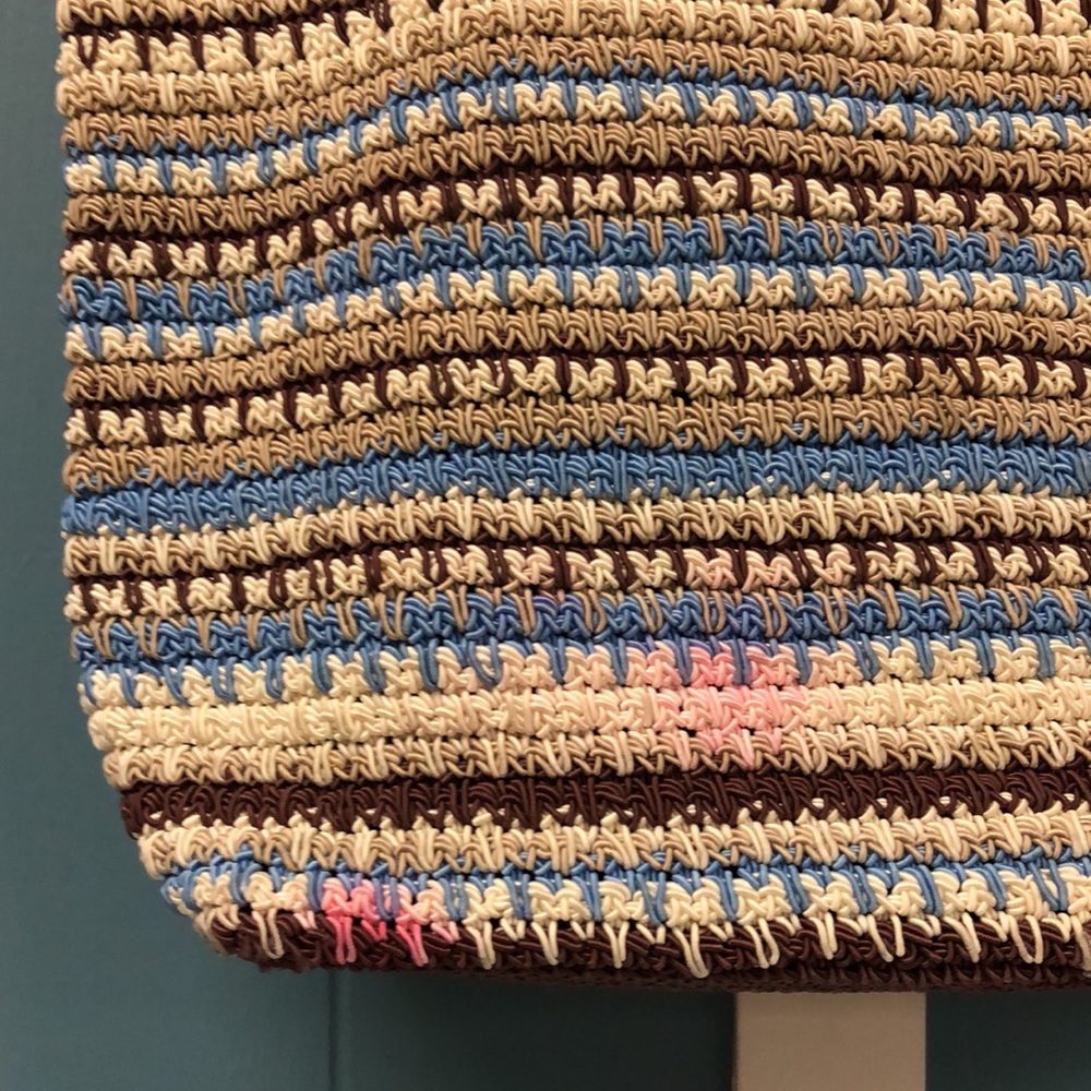 Crochet knit purse‎ ivory brown crochet purse granny core 12” shoulder bag - Picture 8 of 10